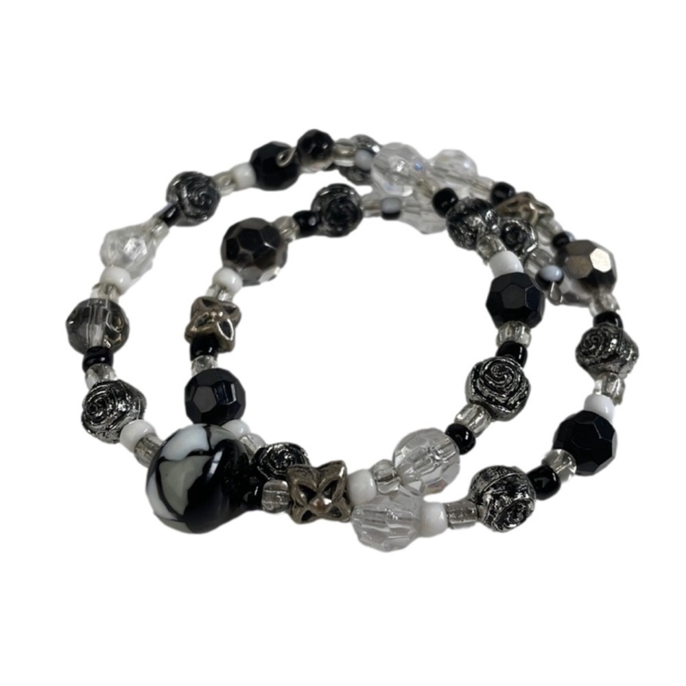 Black White Grey Clear Coil Bracelet